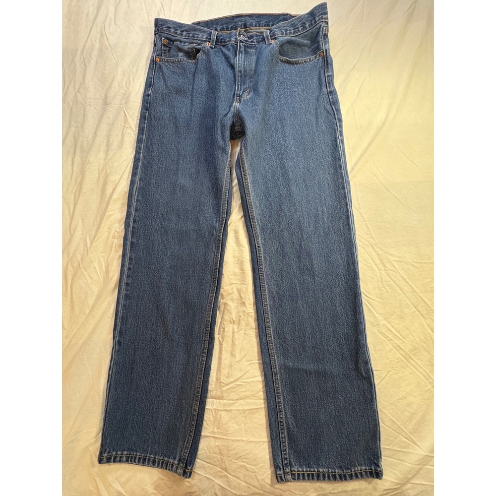 Levi Strauss 505 Mens Jeans 38x32 Blue Straight Leg Denim Pants